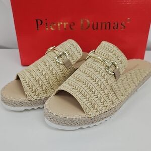 Pierre Dumas Women's Cordell-1 Tan Woven Espadrille Slides